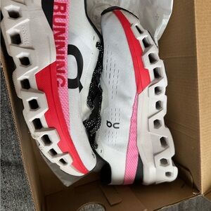 On Running Sneakers - White, Pink, and Black